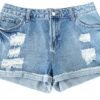 Torn shorts on white background