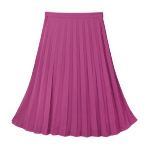 Hot pink fuchsia pleated midi skirt isolated on white